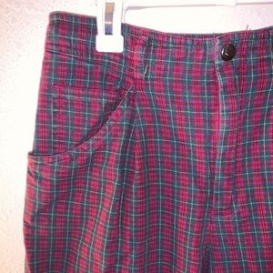 Liz Sport Pleated Plaid Pants
